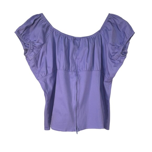 Pinup Couture Light  Purple Short-Sleeve Peasant Top 4X Rockabilly - Picture 3 of 6